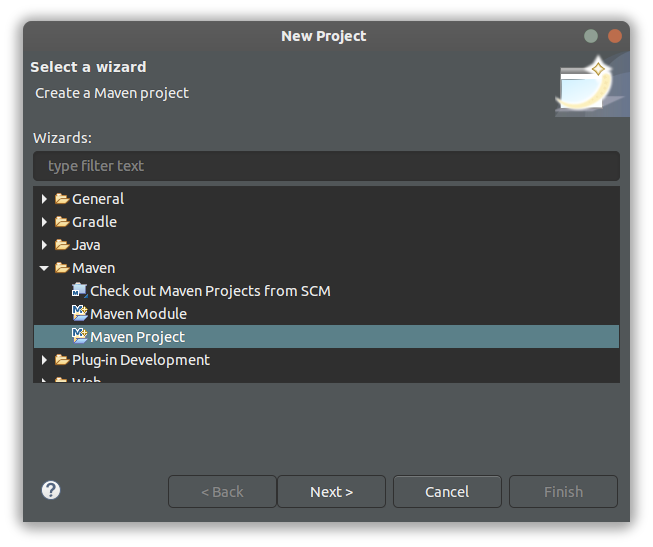 New project wizard